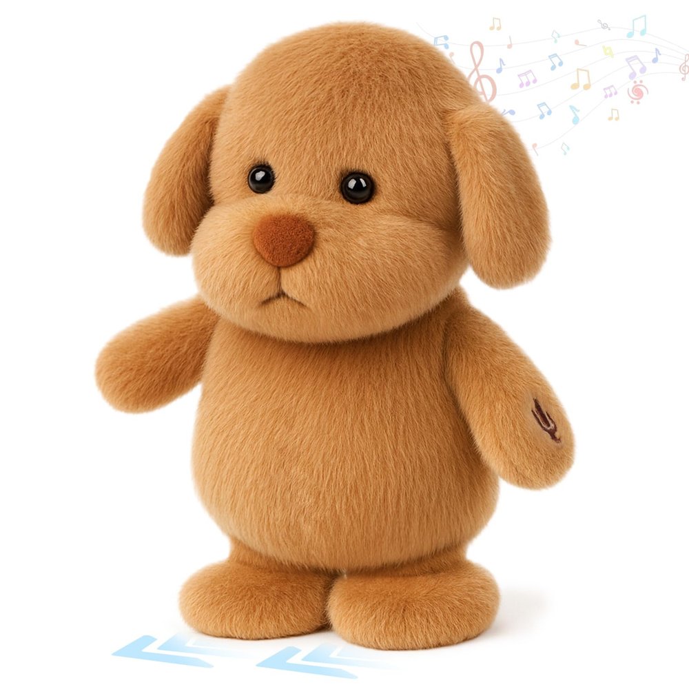 Easfan Talking Puppy Repeats What You Say Walking Singing Stuffed Animal Golden Dog Interactive Plush Toy Funny Animated Toy Mimicking Speaking Birthday for Kids Toddlers,8''