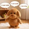 Easfan Talking Puppy Repeats What You Say Walking Singing Stuffed Animal Golden Dog Interactive Plush Toy Funny Animated Toy Mimicking Speaking Birthday for Kids Toddlers,8'' view 2