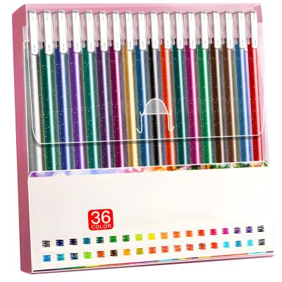 36 Glitter Gel Pens Set, Shimmer Metallic Markers for Scrapbooking, Journaling, Art Projects, Smooth Ink Flow