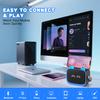 Mgaolo Upgraded Mini Karaoke Machine Toy for Kids, Portable Bluetooth Speaker with 2 Wireless Mics, Emoji & Colorful LED Lights, Home Travel & Party Play Gifts for Boys Girls (Blue) view 4