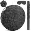 Abilat Black Round Pinata with Stick Blindfold and Confetti DIY Blank Pinata for Adults Kids Birthday Party Supplies Christmas Carnivals Decorations view 1