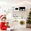 Kinder King Wooden Kids Play Kitchen, Toy Kitchen Playset for Toddler, Play Kitchen Set w/Transparent Coloring Board, Pretend Fridge, Washing Machine, Ice Maker, Gift for Boys Girls Age 3+, White view 3