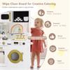Kinder King Wooden Kids Play Kitchen, Toy Kitchen Playset for Toddler, Play Kitchen Set w/Transparent Coloring Board, Pretend Fridge, Washing Machine, Ice Maker, Gift for Boys Girls Age 3+, White view 4