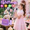 Mgaolo Upgraded Mini Karaoke Machine Toy for Kids, Portable Bluetooth Speaker with 2 Wireless Mics, Emoji & Colorful LED Lights, Home Travel & Party Play Gifts for Boys Girls (Purple) view 2