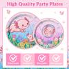 100PCS Pink Cartoon Axolotl Birthday Party Decorations, Axolotl Party Supplies Plates and Napkins Set, Axolotl Theme Paper Food Trays Large Food Serving Boats Disposable Snack Nacho Trays Baby Shower view 4
