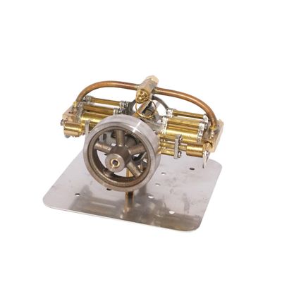 ToysCentral Basics Mini Horizontal 4-Cylinder Steam Engine Model, Precision DIY Steam Power Motor for Model Boat Ship, Mechanical Science Educational Gift, No Boiler Included (909045mm)