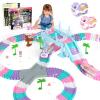 268 PCS Unicorn Race Tracks for Kids Toys, Glow in The Dark Magic Toy Set, 2 Unicorn Cars Track, Flexible DIY Track Set, Birthday Gift for Age 3-9 Boys Toddler Girls view 1