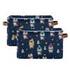 zyrtty Large Capacity Storage Bins, Penguin Stars Pattern Cartoon Sturdy Foldable Storage Boxes for Organizing Clothing, Sheets,Books - Shelf Organizer Shelves Basket Storage Bin for Car Trunk view 2
