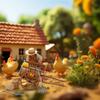 FREEBLOSS Mini Hay Bales Set 12pcs Mini Decorative Hay Bales 4pcs Pumpkins Miniature Farming Cart Western Party Decoration for Table Autumn Party view 4