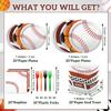 100PCS Sports Birthday Party Decorations Supplies Basketball Football Soccer Baseball Rugby Plates and Napkins Set, Forks Paper Food Trays Food Serving Boats Snack Nacho Trays Dessert Tableware view 2