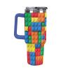 XYBWLCA Colorful Building Blocks Bricks Large Capacity Fashionable Car Insulated Cup Deep Blue-Colorful Building Blocks Bricks view 3