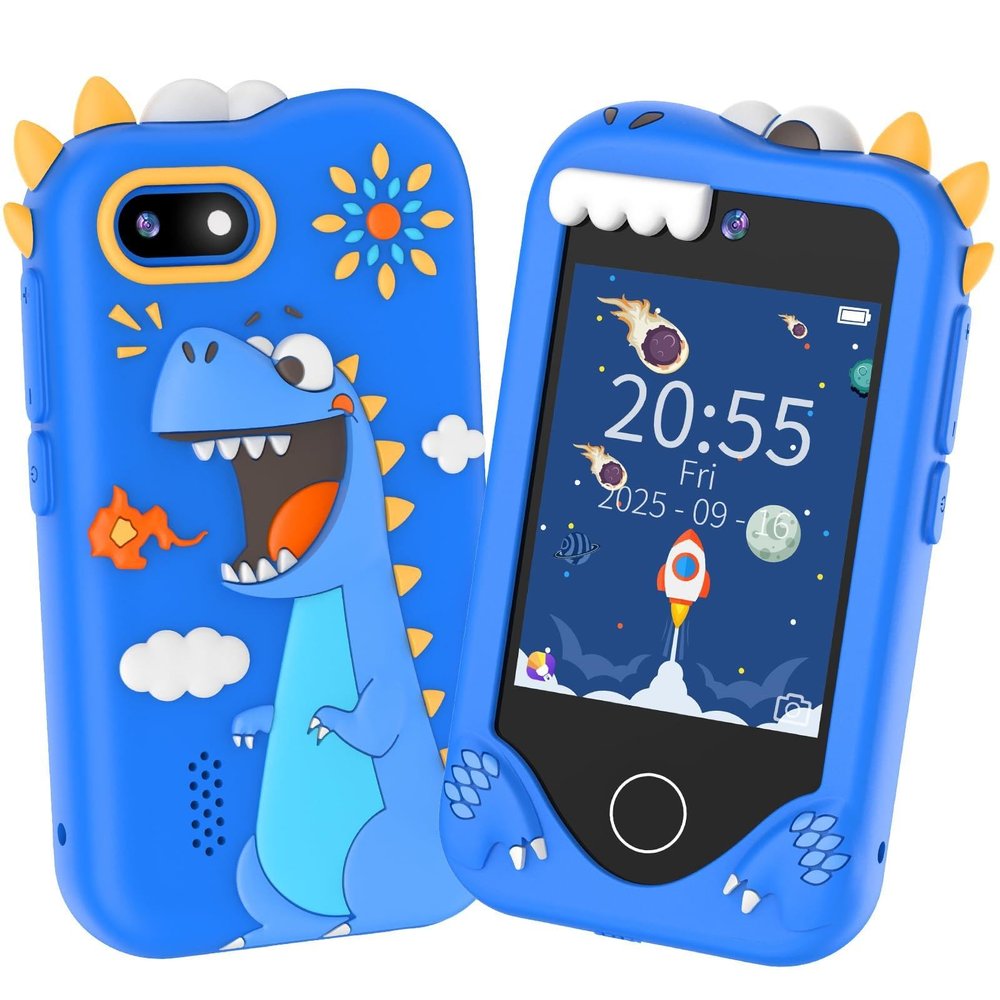 Kids Smart Phone for Boys Gifts - Toddler Birthday Gift for Age 3 4 5 6 Year Old, Kids Cell Phone Toy with 2.8 Touchscreen, Dual Cameras, Learning, Play Games, Video Player with 32 GB Card (Blue)