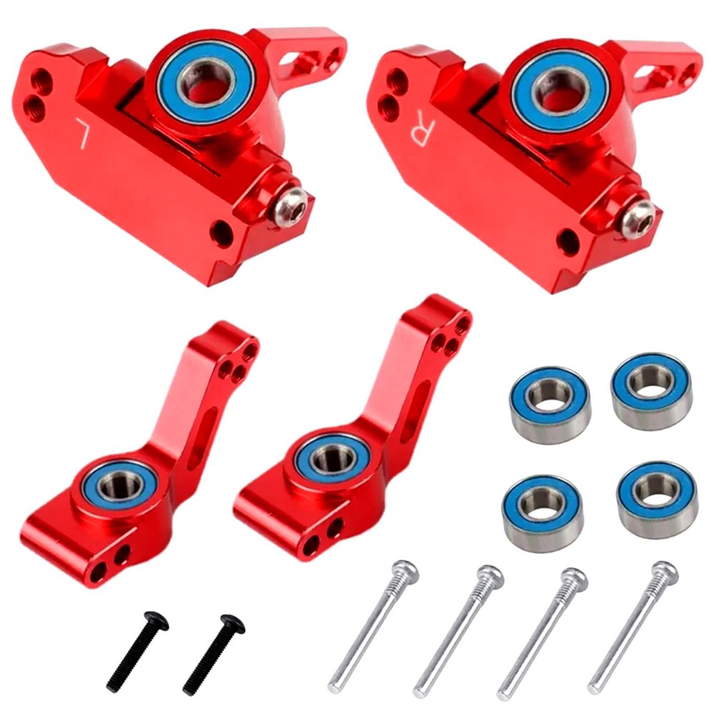 Alloy RC Caster Block&Steering Blocks&Rear Stub Axle Carriers Upgrades Part for 1/10 2WD Stampede Slash Rustler Nitro Slash,Replaces of 3632 3736 3752.(Red)
