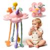 Little Rawr Silicone Baby Sensory Montessori Toys & Pull String Toys for 18 M+, Toddler Birthday Gift Car Seat Airplane Travel Toy for 1 2 Year Old Boy Girl Infant 18 Months Old (Pink) view 1