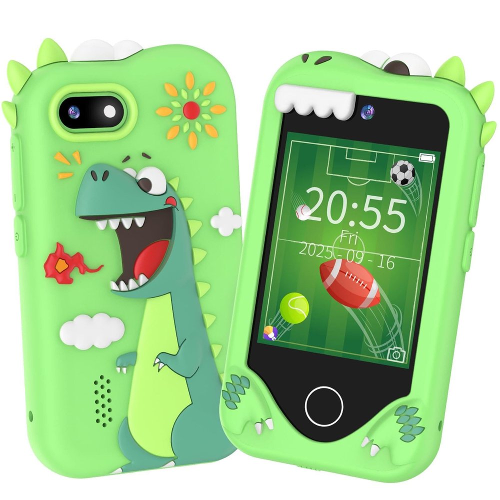 Kids Smart Phone for Girls Gifts - Toddler Birthday Gift for Age 3 4 5 6 Year Old, Kids Cell Phone Toy with 2.8 Touchscreen, Dual Cameras, Learning, Play Games, Video Player with 32 GB Card (Green)