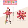 Little Rawr Silicone Baby Sensory Montessori Toys & Pull String Teething Toys for 18 M+, Toddler Birthday Gift Car Seat Airplane Travel Toy for 1 2 Year Old Boy Girl Infant 18+ Months Old (Red) view 4