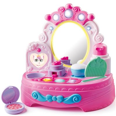 lalalark Toddler Vanity & Baby Vanity Mirror Toy, Interactive Pretend Vanity Set with 40+ Sounds and Music, Learn Musical Mirror Toy, Christmas Birthday Gift for 6 Months+ 1 2 3 Year Old Kids Girls