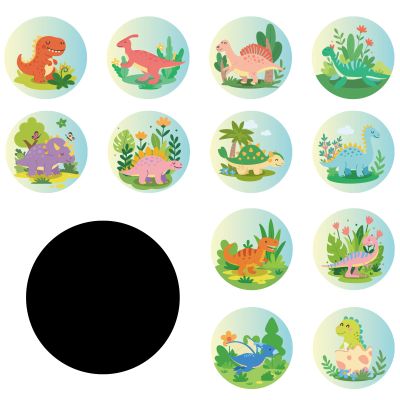 24pcs Potty Training Stickers, Reusable Toilet Reveal Sticker Colorful Self Adhesive Bathroom Seat Decal Artistic Decoration Early Educational Supply for Children (Dinosaur)