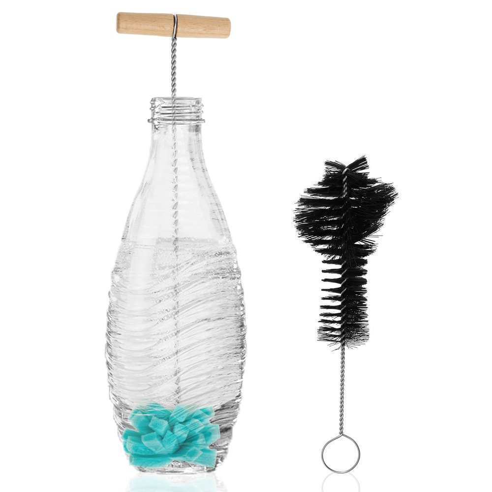 2 Pcs Bottle Brush for Bottle, Glass Cleaning Brush Set, Deep Washing Bottles Cleaning Brushes Set with Non Slip Handle, Efficient Cleaner Tool for Soda Bottles