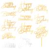 12PCS Gold Happy Birthday Cake Topper, Side Mirror Happy Birthday Acrylic Cake Topper with Gold and Silver Accents for Cupcake and Party Supplies view 1
