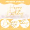 12PCS Gold Happy Birthday Cake Topper, Side Mirror Happy Birthday Acrylic Cake Topper with Gold and Silver Accents for Cupcake and Party Supplies view 4