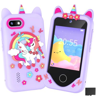 Kids Smart Phone for Girls Gifts - Toddler Birthday Gift for Age 3 4 5 6 Year Old, Kids Cell Phone Toy with 2.8 Touchscreen, Dual Cameras, Learning, Play Games, Video Player with 32 GB Card (Purple)