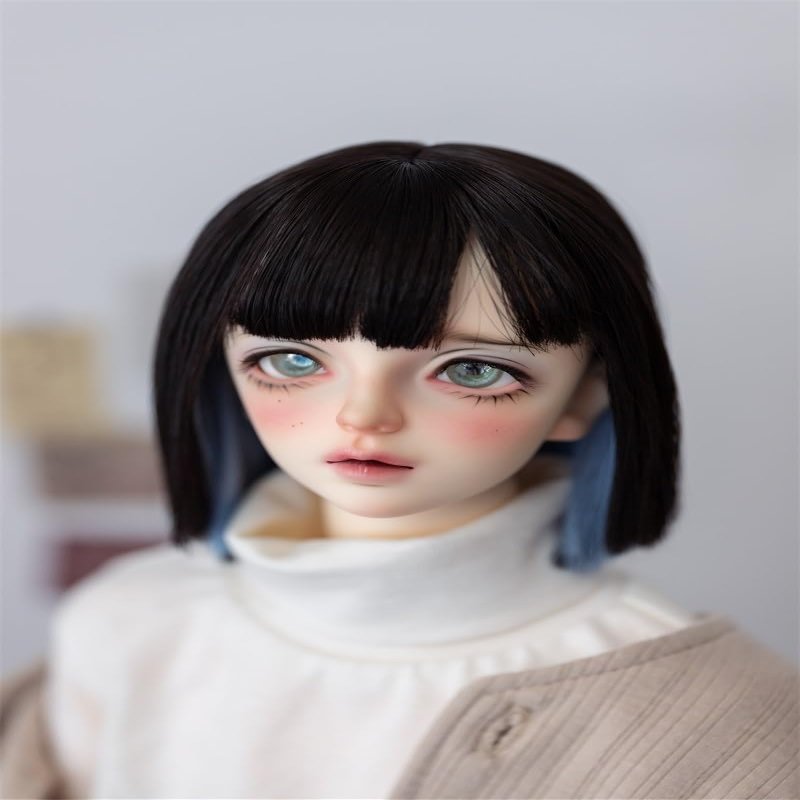 1/3 1/4 1/6 BJD Female Doll Wig Doll Hair Replace Short Hair for Movable Doll Action FigureJointed Doll DIY Toys (Black Blue)(1/3)