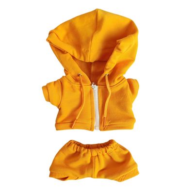 20cm Plush Doll Clothes Plushie Clothes Hoodie Coat + Pants for 7.8 inches Doll Clothing (Yellow)