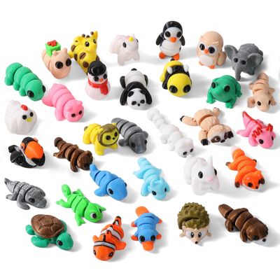 44pcs 3D Printed Animal Figurines Set Articulated Mini 3D Animals, Cute Animal Fidget Toys, 3D Printed Animals for Kids, Educational Interactive Play, Easter Basket Stuffers Christmas Home Dcor Gift