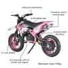feneihe 50cc Dirt Bike, 2-Stroke Kid Dirt Bike, Dirt Bikes for Kids 8-14, Off Road Gas Power Mini Pocket Motorcycle with Front Rear Disc Brakes, Mini Dirt Scooter Bike with Max Speed 40KM/H Pink view 3