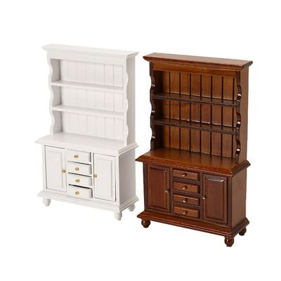 1/12 Furniture Miniature Wooden Cabinet Cupboard Bookcase w/Drawers Dollhouse