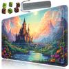 for MTG Playmat with Zone, 24 x 14 inches for TCG Mat with Storage Bag and 6 Dice, Card Game Mat with Stitched Edges, for Commander Board Game Pad Desk Pad, Castle at Sunset Pattern view 1