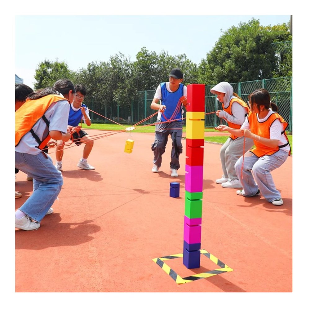 GMSDHCY Team Building Team Building Tower Games for Work, Outdoor Group Activity Teamwork Games for School Classroom Enterprise Training(Red,10PCS)