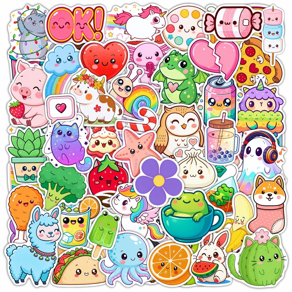 100PCS Cute Vinyl Stickers Waterproof  Kawaii Water Bottle Sticker Pack - Cute Decals, Party Favors