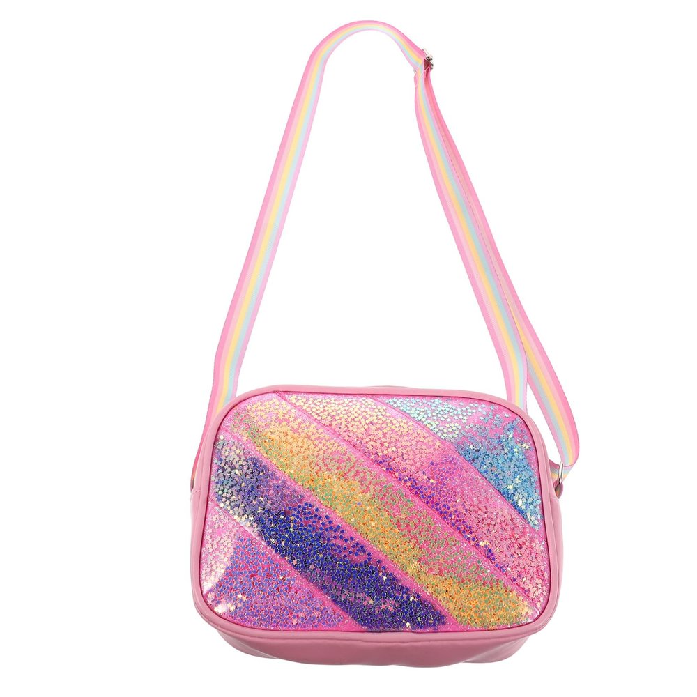 BESPORTBLE Little Girls Crossbody Bag: Glitter Sequin Shoulder Bag Purse Rainbow Handbag Women Satchel Tote Kids Purse Rectangle For Toddler Mermaid Party Favor