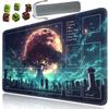 for MTG Playmat with Zone, 24 x 14 inches for TCG Mat with Storage Bag and 6 Dice, Card Game Mat with Stitched Edges, for Commander Board Game Pad Desk Pad, Tree of Life in The Tombstone Pattern view 1