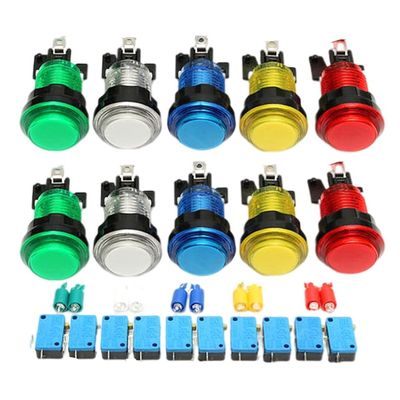 10Pcs LED Illuminated Full Colors Switch buttons Fit for Arcade DIY Parts