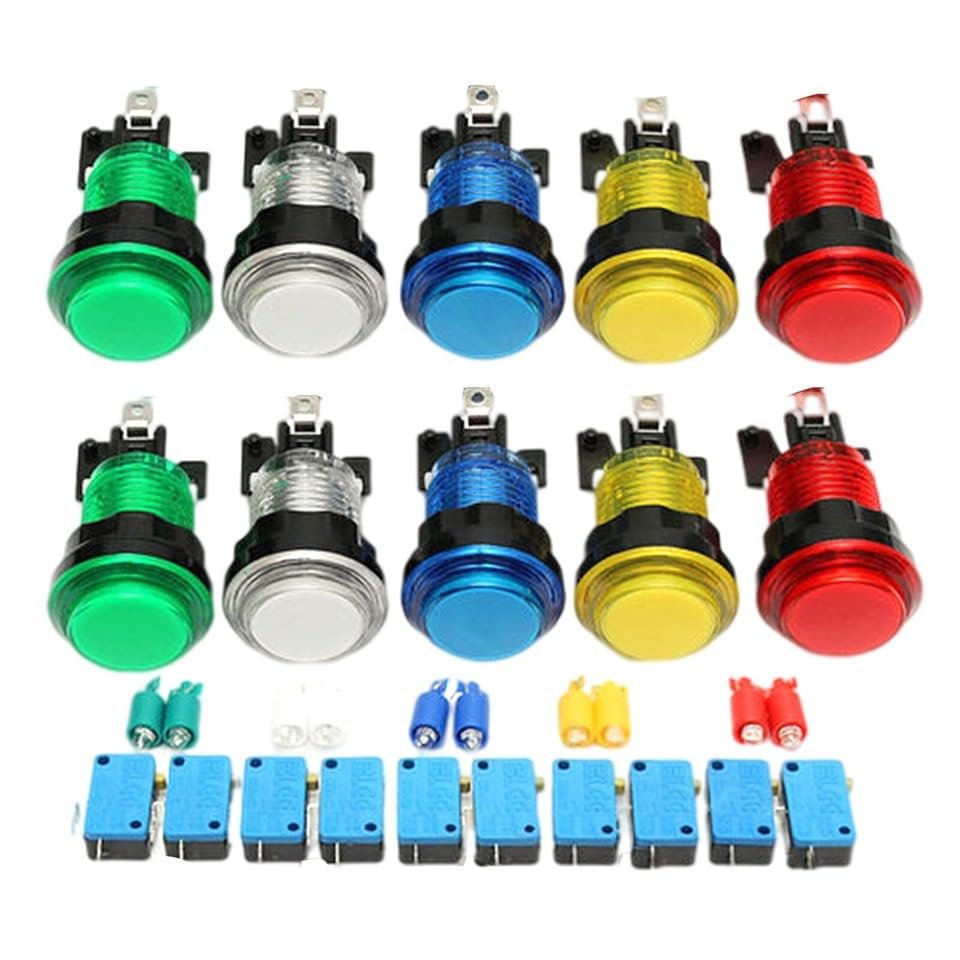 10Pcs LED Illuminated Full Colors Switch buttons Fit for Arcade DIY Parts