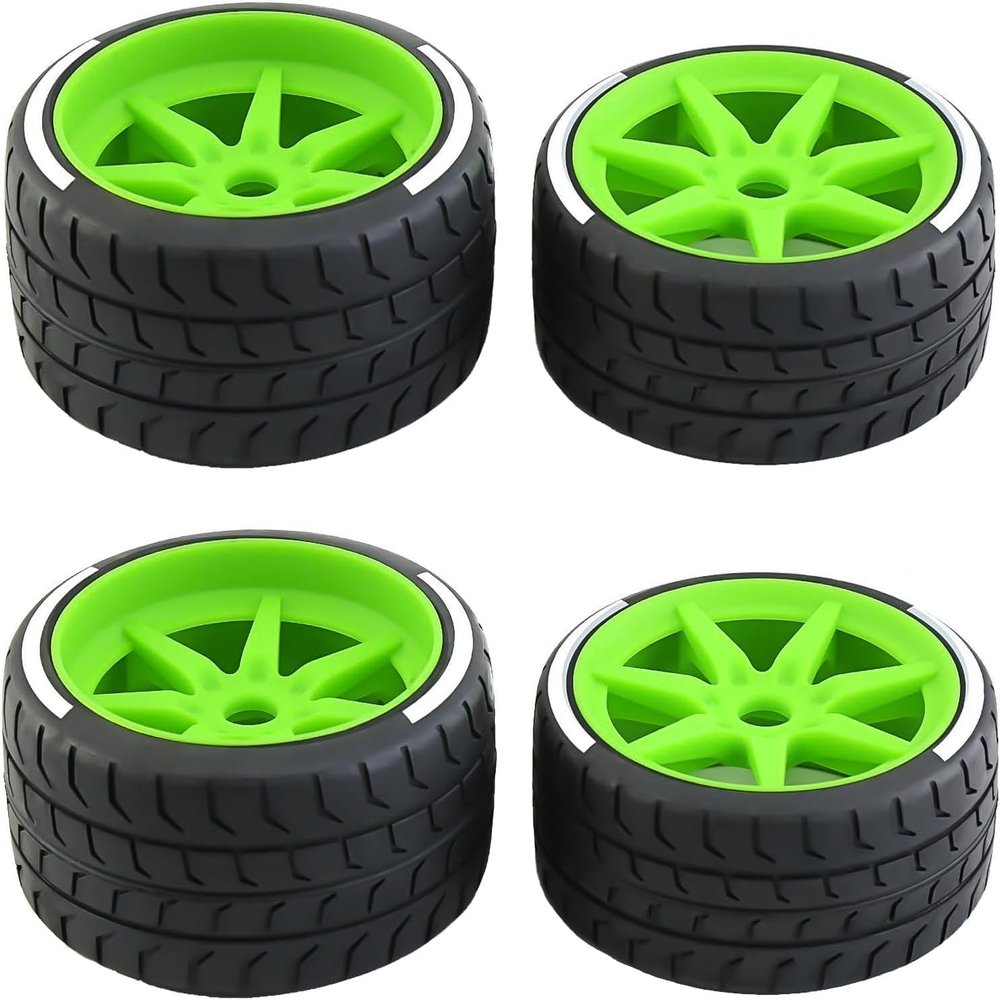 4pcs Remote Control Tires 53/108 43/102mm 17mm Wheel Hex Replacement for ARMA 1/7 felony model GT Remote Control Car Upgrade Parts (Green)