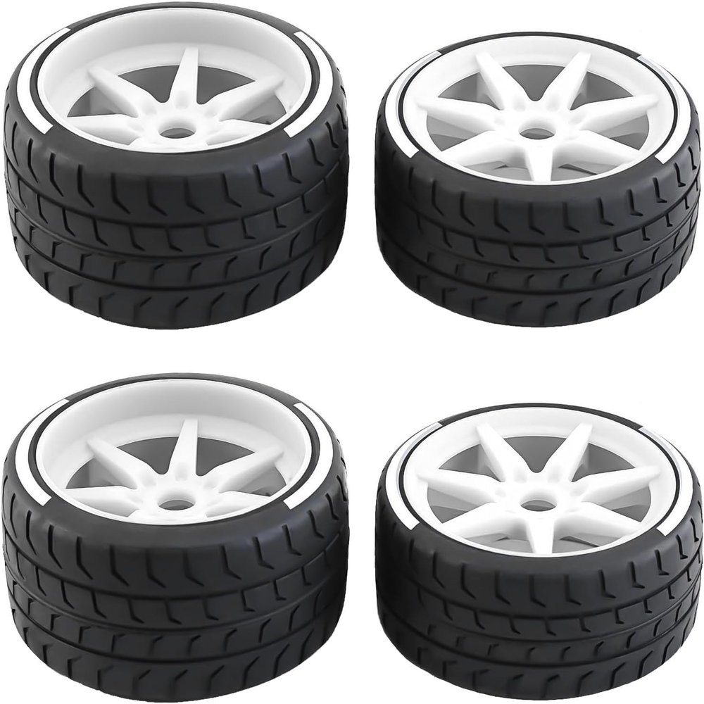 4pcs Remote Control Tires 53/108 43/102mm 17mm Wheel Hex Replacement for ARMA 1/7 felony model GT Remote Control Car Upgrade Parts (White)