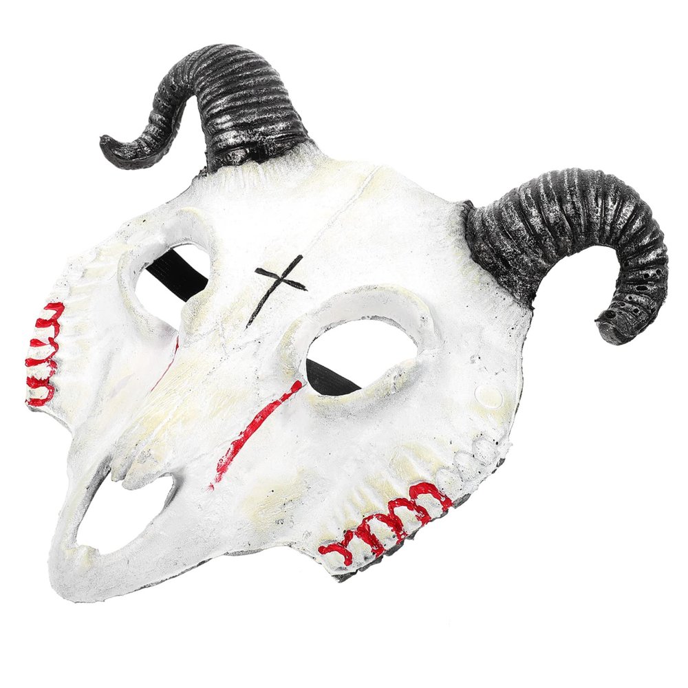 Abaodam Halloween Goat Skull Mask Lifelike Decorative Prop for Cosplay Costume Parties Easy to Wear Breathable Design for Masquerade Music Festivals