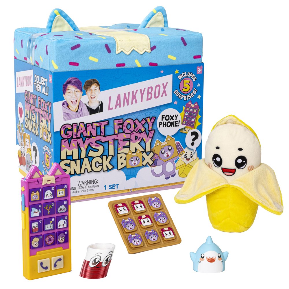 LankyBox Giant Foxy Surprise Snack Box, YouTube Gaming Channel, Mystery Surprise Giant Blind Box, 5 Fun Surprises Inside, Official LankyBox Merch