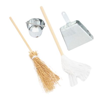 COSMEVIVI 1 Set Dollhouse Miniature Cleaning Kit with Mini Mop Dustpan and Broom Realistic and Tools for Mini House Decoration for Creative Play and Collectors