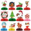 12 Pcs Christmas Party Decorations, Christmas Happy Birthday Decorations, Santa Claus Christmas Tree Table Honeycomb Centerpieces Decor Table for Party Supplies for Women Men Baby Shower Boys Girls view 1