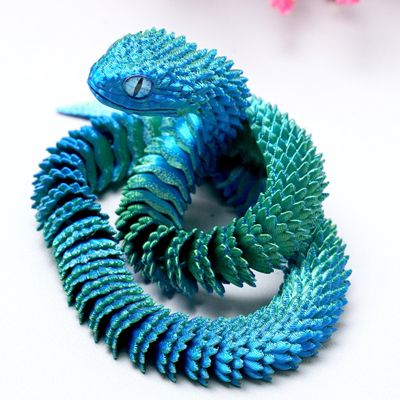 3D Printed snake Model,Flexible Realistic Articulated Animal Fidget Toys,Mystery Figurines Gifts for Easter,Executive Desk Funny Dcor and Festival Collectible,Easter Basket Stuffers (GB-qingshe)