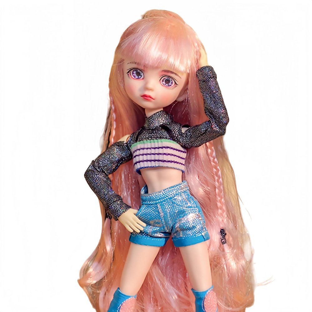 1/6 bjd Doll,Painted,30cm, with Interchangeable Eyes, Girl Doll, for a Girl (Red)