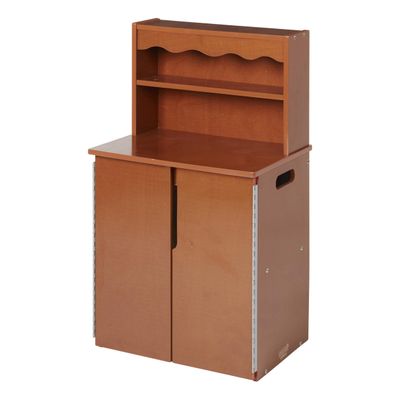 Back2School Express Chef's Station Kids Wooden Pretend Kitchen Cupboard, Wooden Playset, Dark Walnut