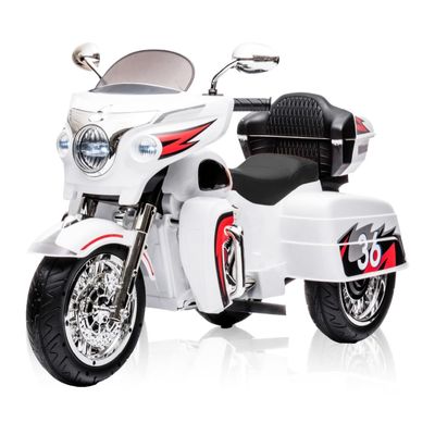 12V Electric Motorcycle for Kids Ages 3-8, 2 Seats Ride-On Motorbike with 3 Wheels, Bluetooth, USB, LED Light & Storage Box | Safe & Durable Kids Toy Vehicle (White)