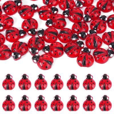 120pcs Mini Resin Ladybugs, Cute Miniature Resin Ladybug Tiny Figures Miniature Animals for Micro Landscape Garden Dollhouse Decor