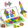 Turoytip 50PCS Mini Magnetic Tiles Travel Set for Kids, Portable Magnetic Building Blocks with Storage Tin, STEM Montessori Toys for Ages 3+, Toys Gifts for Toddlers Boys & Girls Christmas Birthday view 1